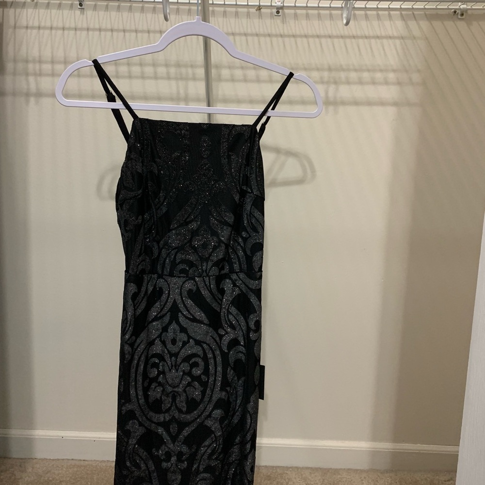 Lulu's True Desire Black Sparkly Tie-Back Bodycon Mini Dress